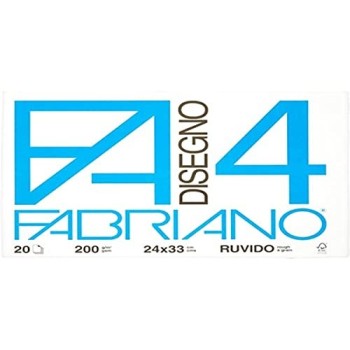 Fabriano - Album da Disegno, F4 Formato 24 x 33 cm, Fogli Ruvidi, Grammatura 200gr/m2, 20 Fogli (5000597)