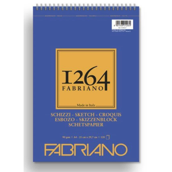 Fabriano - Blocco 1264 Per Schizzi A4 cm 21x29.7 - Gr.90/mq Fogli 120 Spiralato Lato Corto (19100637)