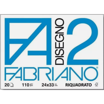 Fabriano- Album da Disegno F2 squadrato 24x33 110gr - 10 Fogli