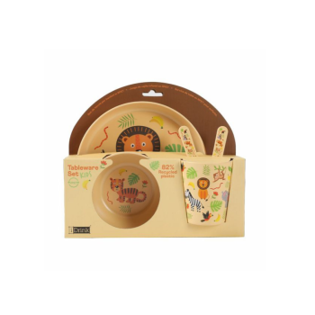 I-Total - Set in RPET Kids con Bicchiere Ciotola Piattino e Posate ANIMALS (ID5301D)