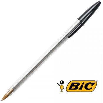 Bic - Penna Cristal Original a sfera, 1 mm, Fusto traslucido Nera