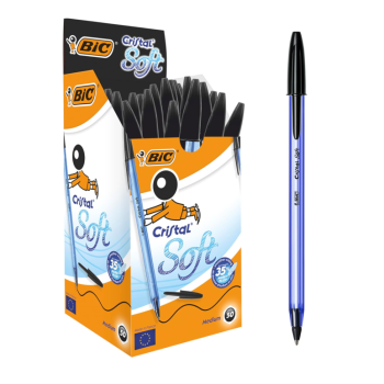 Bic - Penna a Sfera Cristal Soft Punta Media da 1.2 mm Conf. 50 pz Nero