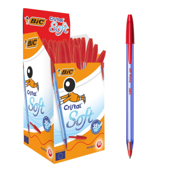 Bic - Penna a Sfera Cristal Soft Punta Media da 1.2 mm Conf. 50 pz Rosso