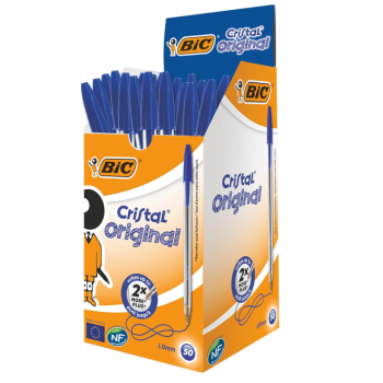 Bic - Penna a sfera Cristal Original Punta Media, 1 mm - Confezione 50 pz Blu