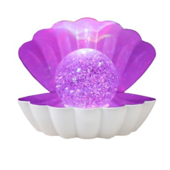 i-Total - Lampada Conchiglia Bianca Glitterata con perla LED Cambiacolore