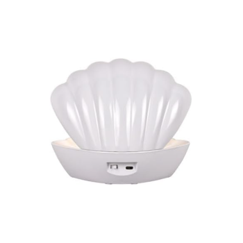 i-Total - Lampada Conchiglia Bianca Glitterata con perla LED Cambiacolore
