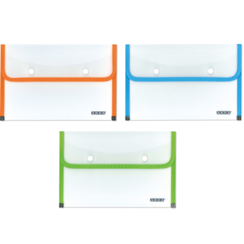 Arda - Buste bordate con 2 bottoni formato A4- colori assortiti (0221FLU)