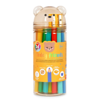 Legami - Set di 24 Matite Colorate con Temperino - Teddy Friends (TDP0001)