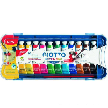 Giotto - Tempera Extra Fine tubetti 12 Colori - 12 ml con pennello (F30410000)