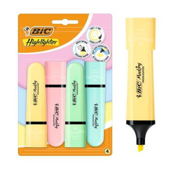 Bic - Set 4 Evidenziatori Highlighter Colori Pastel