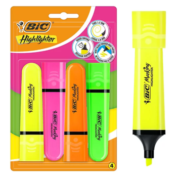 Bic - Set 4 Evidenziatori Highlighter Colori Neon