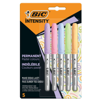 Bic - Marcatore Intensity Pastel indelebile - punta tonda- conf. 5 Colori