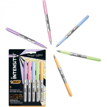 Bic - Marcatore Intensity Pastel indelebile - punta tonda- conf. 5 Colori