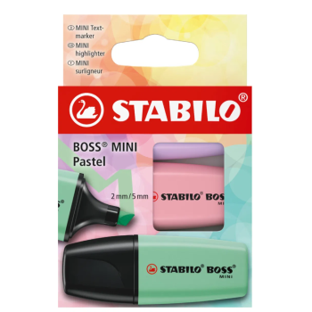 Stabilo - Evidenziatori Boss Mini Pastel astuccio da 3 colori : glicine, rosa antico, verde menta (07/3-2-03)
