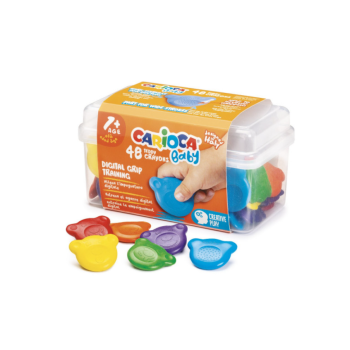 Carioca Baby - Teddy Crayons Baby - Scatola con 48 pastelli colorati a forma di orsetto