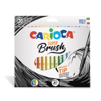 Carioca - Pennarelli Super Brush - scatola da 20 colori