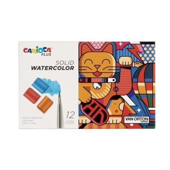Carioca Plus - Solid Watercolors Acquarelli da 12 colori super pigmentati e facilmente sfumabili