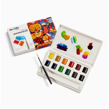 Carioca Plus - Solid Watercolors Acquarelli da 12 colori super pigmentati e facilmente sfumabili