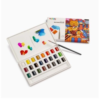 Carioca Plus - Solid Watercolors Acquarelli da 24 colori super pigmentati e facilmente sfumabili