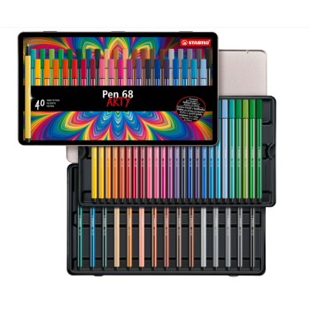 Stabilo - Pennarello premium Pen 68 Scatola ARTY in metallo da 40 pennarelli (6840-6)