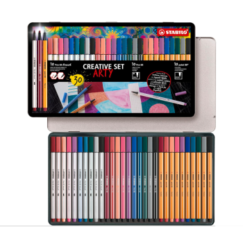 Stabilo - Creative Set Arty 30 Pezzi - con 10 fineliner point 88, 10 pennarelli Pen 68 brush e 10 pennarelli  Pen 68 (87-3432)