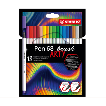 Stabilo - Astuccio Arty Pen 68 brush - Pennarello con punta morbida a pennello- Conf. 18 colori (568/18-21-20)