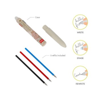 Legami, Penna Gel cancellabile 3 Colori Ricaricabile, Tema Travel