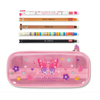 Legami - Set 5 Penne gel cancellabili + Astuccio WonderWow Farfalla