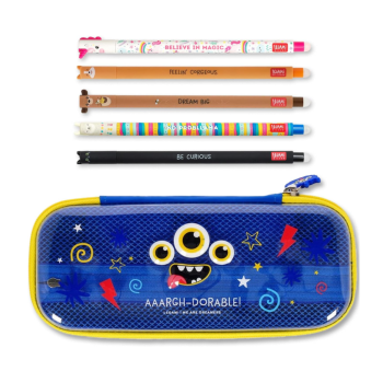 Legami - Set 5 Penne gel cancellabili + Astuccio WonderWow Monster