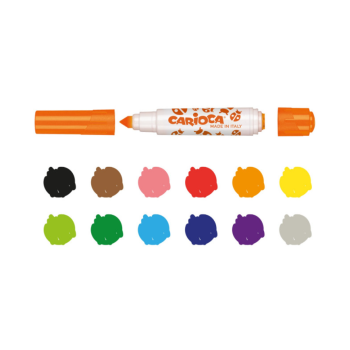 Carioca - Pennarelli Stamperello Scatola con 12 colori con stampini