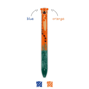 Legami - Penna a Sfera a Due Colori - Click&Clack - Tigre Inchiostro: Blu e arancione (CLICK0028)