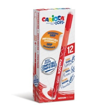 Carioca, Penne cancellabili oops con cappuccio rosse, 12 pz