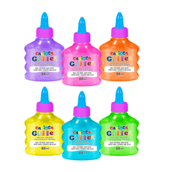Carioca - Confezione 12 Bottigliette Glitter Glue Neon, colla glitter (42116)