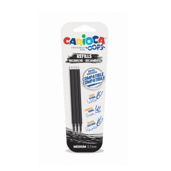 Carioca - Ricariche Penna Cancellabile Oops - 3 PZ Inchiostro nero
