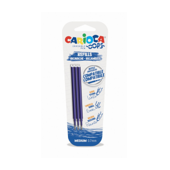Carioca - Ricariche Penna Cancellabile Oops - 3 PZ Inchiostro Blu