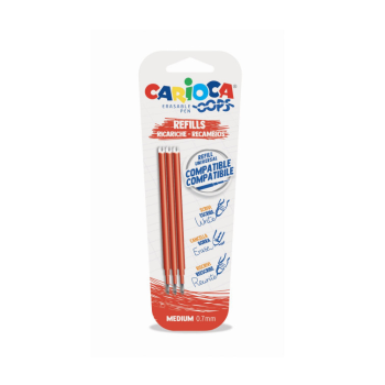 Carioca - Ricariche Penna Cancellabile Oops - 3 PZ Inchiostro rosso