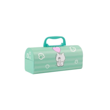 i-Total - Organizer a Forma di Bauletto con Lucchetto Cat Lovers Verde