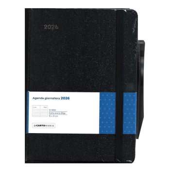 Seven - Agenda giornaliera Shine con Glitter in tessuto - Cartomania 15X21 - 2026