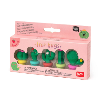 Legami - Set di 5 Gomme da cancellare a tema Cactus alla Fragranza di Fragola (CE0002)