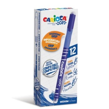 Carioca, Penne cancellabili oops con cappuccio blu, 12 pz