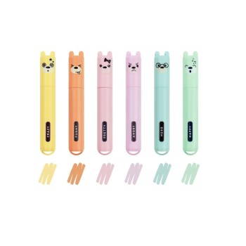 Legami - Set di 6 Mini Evidenziatori Pastello, Teddy's Style (MH0004)