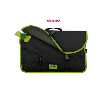 Arda - Elastika Valigetta cartella con tracolla nera in tessuto con tasca porta riga (EL5237)