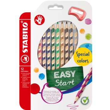 Stabilo - Matite colorate ergonomiche Easy Colors Astuccio da 12 colori + temperamatite - destrimani (332/12)