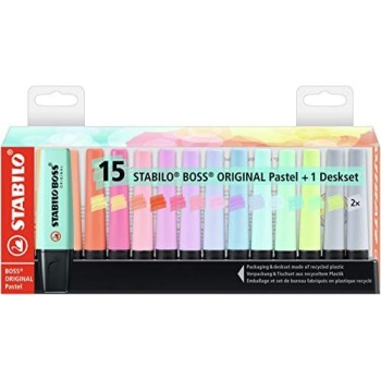 Stabilo - evidenziatori Boss Pastel deskset da 15 colori ass. in colori Pastello (7015-02-5)