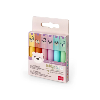 Legami - Set di 6 Mini Evidenziatori Pastello, Teddy's Style (MH0004)