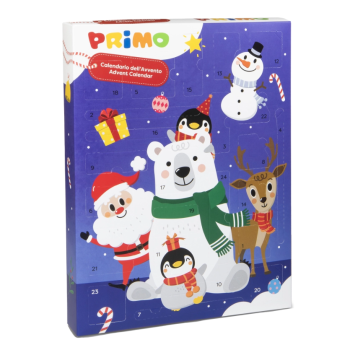 Primo - Calendario dell'Avvento Natale 2025 con 24 sorprese tra materiali per colorare, modellare e creare.