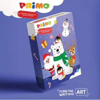 Primo - Calendario dell'Avvento Natale 2025 con 24 sorprese tra materiali per colorare, modellare e creare.