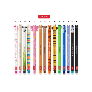 Legami - Confezione da 14 penne gel cancellabili - Erasable Pen - tema Animali