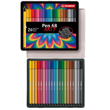Stabilo - Pennarello premium Pen 68 Scatola ARTY in metallo da 20 pennarelli (6820-6)