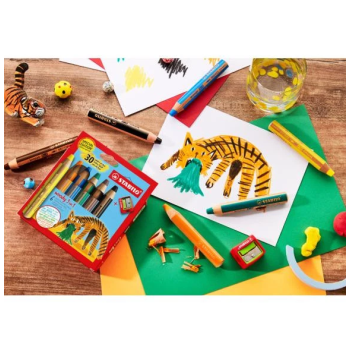 Stabilo woody 3 in 1 - Matita colorata Multi-Funzione - 30 Years Edition - tiger - Astuccio da 6 - con Temperino (8806-4-2)